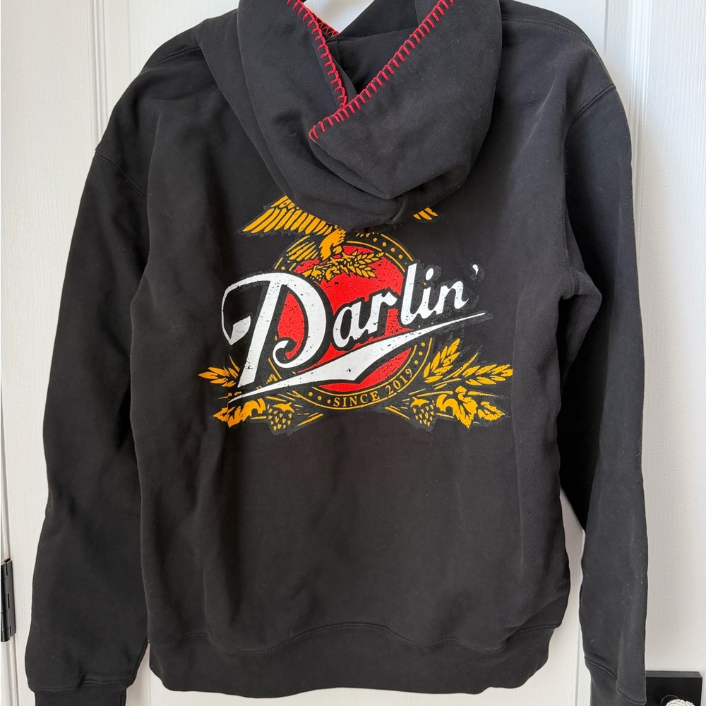 Darling Black Hoodie with Red and Yellow Design